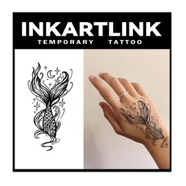 INKARTLINK Jagua Tattoos Set of 2 2 Weeks Long Lasting Waterproof Tattoo Stickers for Men Women Trendy Women Semi Permanent Disappearing Tattoos Wrist Arm Back Hand Leg Abdomen Clavicle Mermaid