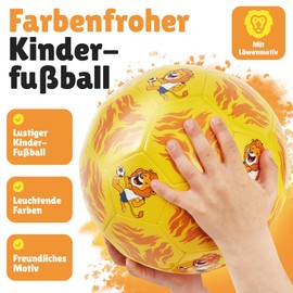 Children's Football with Lion Motif - Skin-friendly, Lightweight Children's Ball Size 3 - Extra Durable for Football Children - as a Gift for Boys and Girls - With Ball Needle