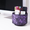 QIELIZI Round Leather Art Supply Organizer,Remote Control Holder,360 Degree Rotating,Multi-Functional