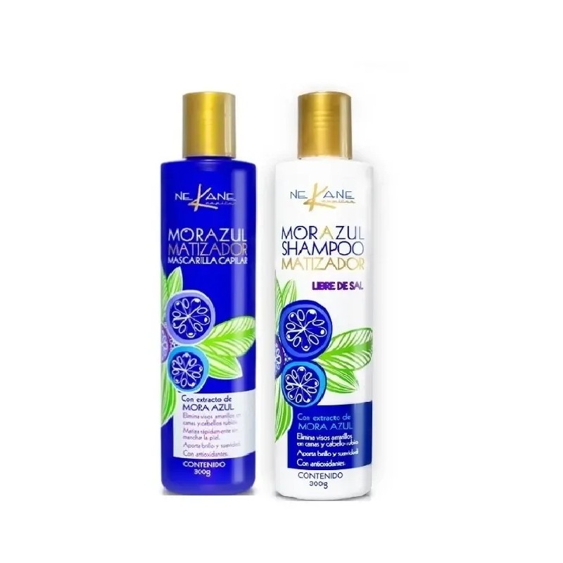 Shampoo Mora Azul + Mascarilla Matiza Rubios Canas Nekane ®