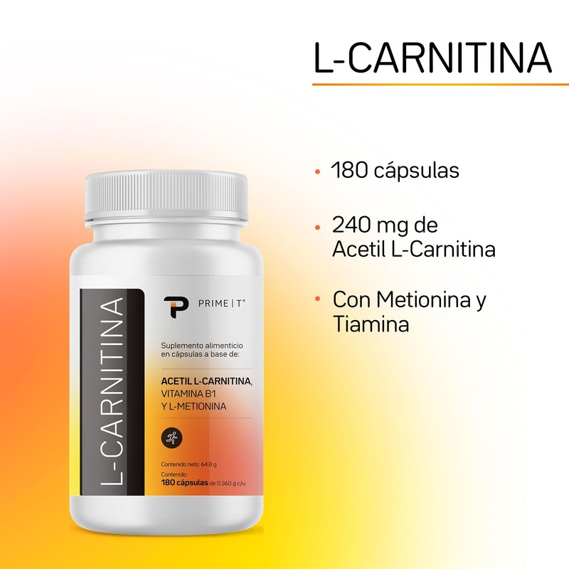 Carnitina 180 cápsulas con 240 mg de ACETIL L CARNITINA