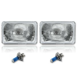 Octane Lighting 4X6 Halogen Semi Sealed Stock Glass H4 Headlight Headlamp Light Bulb 55/60W Pair