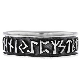 Windalf RUNA Viking Ring 6 mm Runes Good Luck & Friendship Ring Nordic Jewellery 925 Sterling Silver, Sterling Silver, No Gemstone