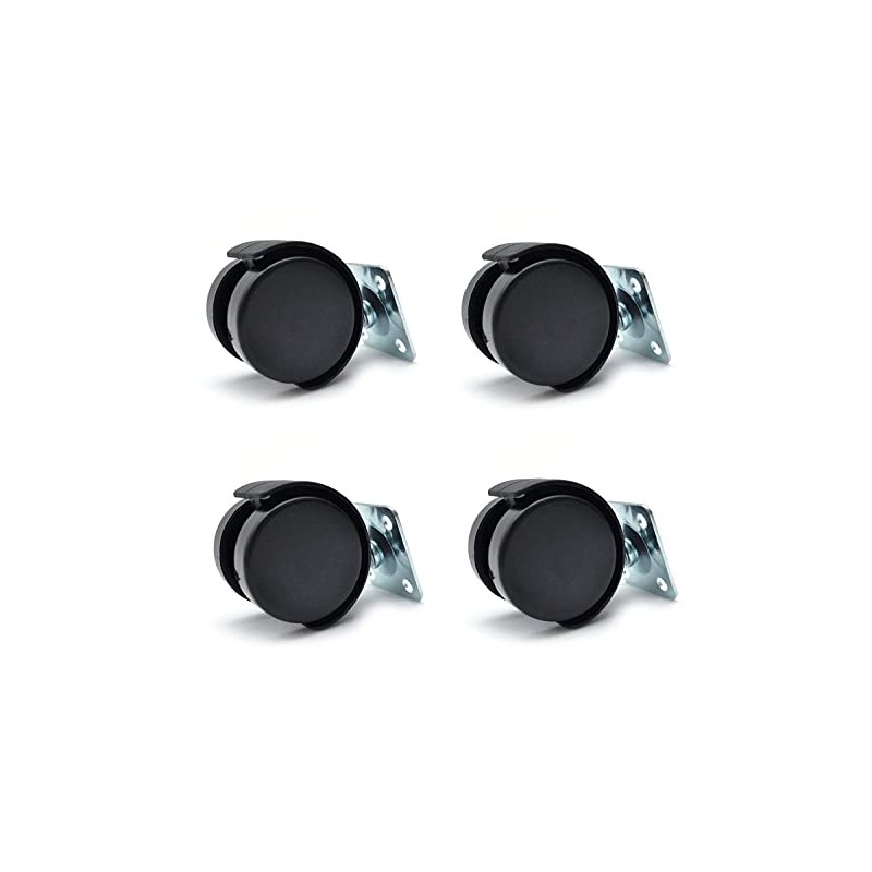 4X New 40mm Plastic Swivel Castor Wheel Black Furniture Caster