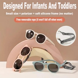 FBHLZ Baby Round sunglasses with Strap outdoor sun protection sunglasses suitable for boys and girls in 0-36 months