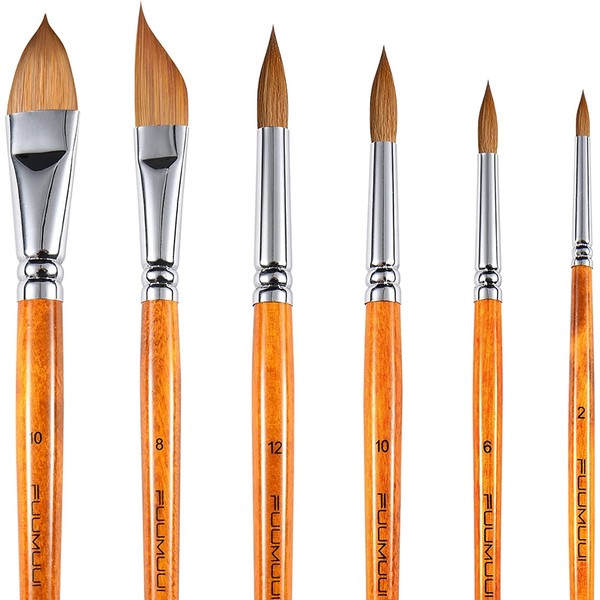 Sable Watercolour Brushes Set-Artist Paint Brushes 6PCS Professional Kolinsky Paint