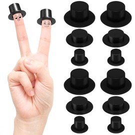 JOINPAYA 60pcs Miniature Wide Brim Snowman Hats: Christmas Mini Black Hats Dollhouse Small Top Hat for Crafts DIY Snowman Christmas Decorations