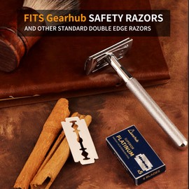 Gearhub Premium 100 Count Double Edge Safety Razor Blades Refills Swedish 13C26 Stainless Steel Platinum Coated, Mild to Medium Sharpness for Smooth Shaves