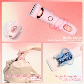 Aohcae Rasierer Damen Elektrisch, 2 in 1 Intimrasierer für Frauen, Elektrisch Rasierer mit IPX7 Wasserdicht, Kabelloser UBS Nass/Trocken Epilierer für Gesicht Bikini Beine Arme Körper (Rosa)
