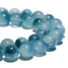 abalorio de piedras preciosas naturales de calcedonia azul aguamarina de 10 mm pulidas, redondas y suaves, para hacer pulseras, joyas, abalorio sueltas de 15 pulgadas