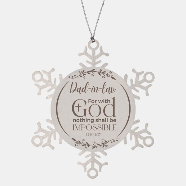 Inspirational Dad-in-Law Christmas Ornament Engraved Snowflake for Colleague Coworker Family,