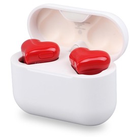 Bluetooth Earbuds, Heart Shaped Wireless Earphones with Charging Case, 30mAh HiFi Stereo Bass Portable in Ear Headphones with 3 Pairs of Different Sizes Earbuds