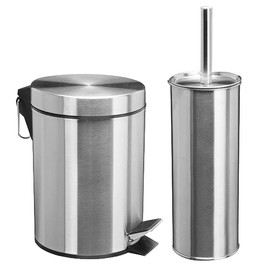 Home & Style 859090 2 Piece Bathroom Set Pedal Bin 3 litres, 24.5 x 17 cm 24.5 x 9.4 cm Toilet Brush in Colour Box