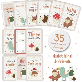 Baby Milestone Cards,Set of 35 in Gift Box & Canvas Bag. Baby Shower Gifts for Mum, New Baby Gift for Boy or Girl - Unisex Milestone Cards for New Parents Pregnancy Gifts and Keepsakes