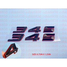 cdbk (2pc) Black Red 345 Badge Emblem  for MOPAR HEMI Passenger & Driver Side