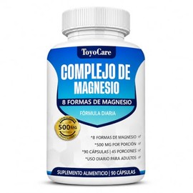 Magnesio Complex 8 Formas, 90 Cápsulas, 1000 mg por Poción | Magnesio complex con glicinato de magnesio y citrato de magnesio; 90 cápsulas vegetales