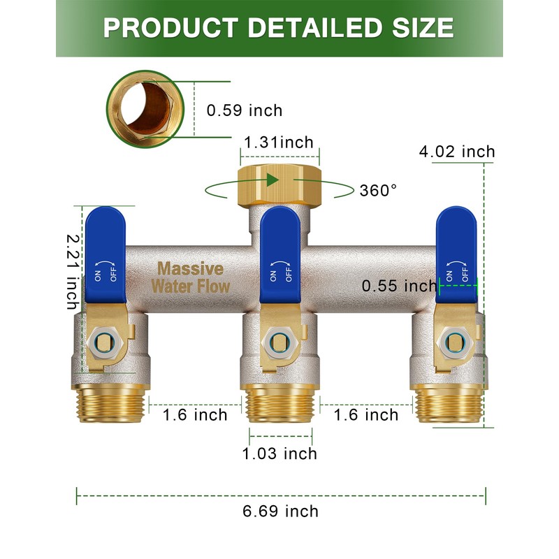 3 Way Hose Splitter Heavy Duty, Garden Hose Splitter with
