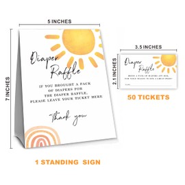 NYCTUG Baby Shower Game, Sun Shine Diaper Raffle Game Kit For Boys And Girls 1 Diaper Raffle Standing Sign With 50 Diaper Raffle Tickets,Party Favor Decorations And Supplies-NBLK-21