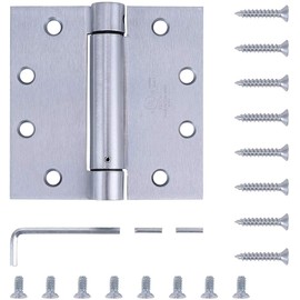 Stylever 2 Pack - 4.5"x4" Brushed Satin Chrome Finish Self Closing Reversible Door Hinge - Heavy Duty Commercial Spring Door Hinge - UL Listed with Complete Installation Hardware