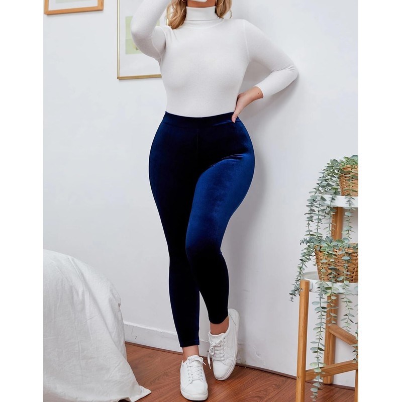 Kedera - Leggings elásticos de terciopelo de cintura alta para