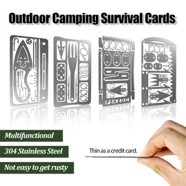 Hukado 7PCS Survival Card Multitool Camping Kit with Fishing Line Gear, Multipurpose Credit Card Wallet Portable Survival Tool with Felt Bag for Outdoor Fishing Hiking Hunting