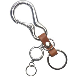 [highstyle] Tochigi Leather Keychain, Men's, Women's, Made in Japan, Tochigi Leather & Carabiner & Reel Key Chain, Camel