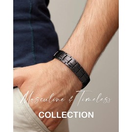 Feraco Feraco Copper Bracelet for Men,99.99% Solid Copper Magnetic Therapy Bracelets Jewelry with 4 Elements Magnets (Black)