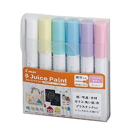 Pilot SJP120FN-6CP Water Based Pigment Markers, Juice Paint, Fine Point, Set of 6 Pastel Colors
