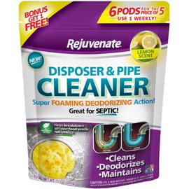Rejuvenate Garbage Disposal and Drain Pipe Cleaner Powerful Foaming Action and Removes Garbage Disposal Smells 6 Unit Pack Lemon Scent