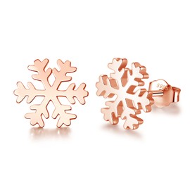 Silver Christmas Stud Earrings for Women, Hypoallergenic Solid 925 Sterling Silver Snowflake Stud Earrings Cute Rose Gold Plated Earrings Christmas Earrings Xmas Gifts with Jewellery Box
