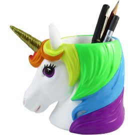 World of Wonders - Unity Series - Beauty and Grace - Collectible Unity The Unicorn Magical Golden-Horned Rainbow Fantasy Themed Desk Supply Organizer Pen & Pencil Holder Storage Container, 6-inch
