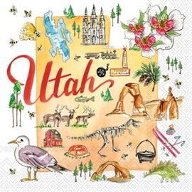 Ideal Home Range Utah Party Napkins, 40 Count | 2 packs of 20CT Cocktail Napkins by Rosanne Beck, Beehive State Design