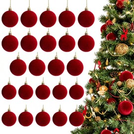 ROMOT 24 Bolas de Navidad, Tela de Terciopelo, Adornos Navideños