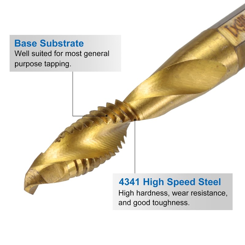 sourcing map 4pcs Combination Drill and Tap Bits Metric M6