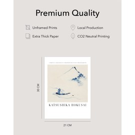 Hambient Poster Set, Living Room Decoration, Bedroom, Room - Wall Decoration, Wall Pictures - 6 Aesthetic Pictures 21 x 30 cm without Picture Frame (Japanese Hokusai Kanagawa)