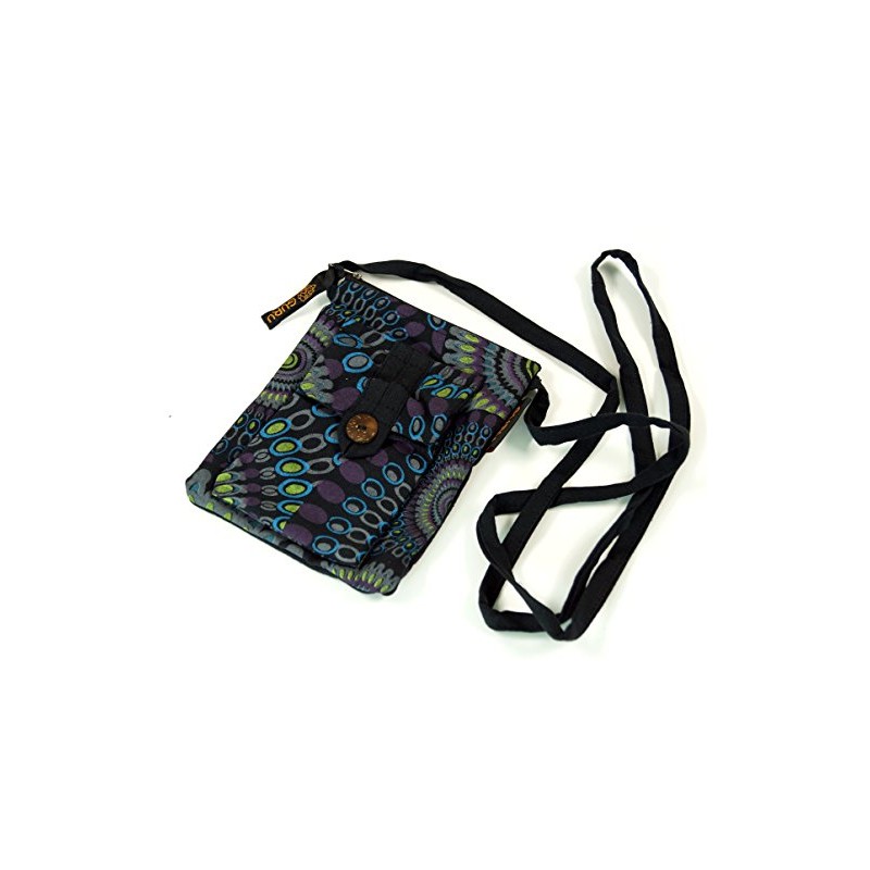 GURU SHOP Neck pouch, wallet, black, men/women, cotton, 17 x