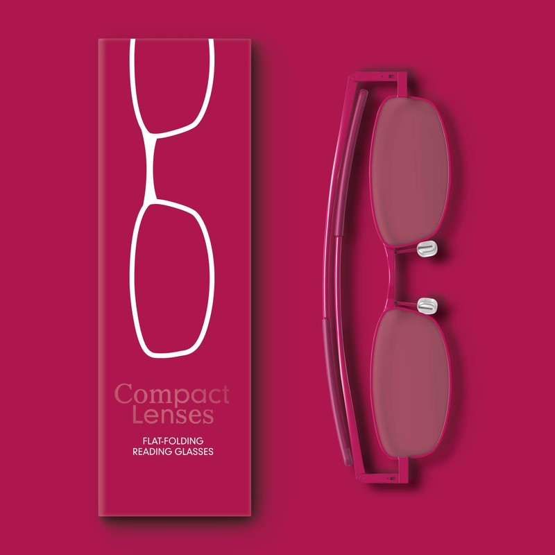 Compact Lenses Flat Folding-Reading Glasses-Berry +1.5