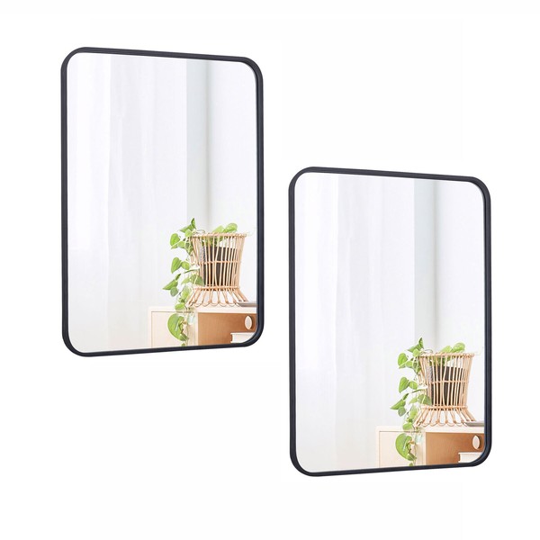 Segawe 2PCS Wall Mirror for Bathroom Rectangular Metal Framed Vanity