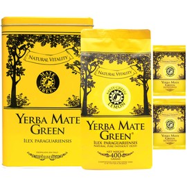 Mate Green Mate Tea Canister Set, Mate Tea Lemon 500 g, Container for Tea, Set with Tea Canister and Mate Tea, Coffee Alternative, Fine, Brazilian Mate Tea