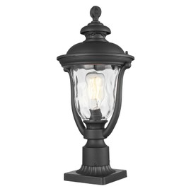 Starcurin Outdoor Post Light Fixtures, Modern Exterior Lamp Posts Light, Waterproof and Anti-Rust Aluminum Outside Pole Latern for Porch Patio Garden, Water Ripple Glass Lamp Shade, Black Finish