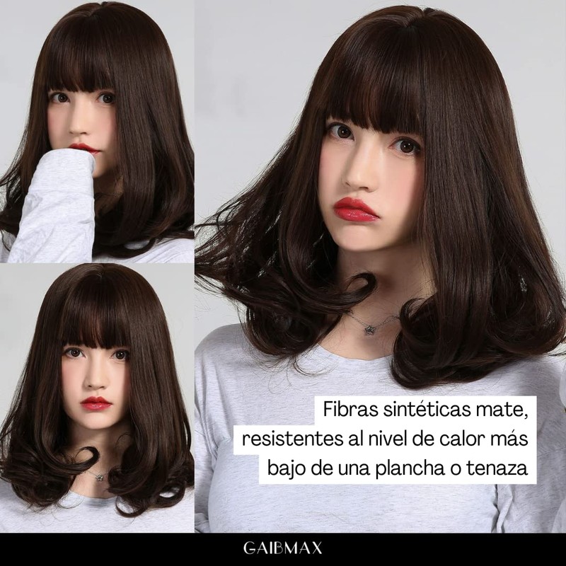 GAIBMAX - Pelucas para mujer cabello aspecto natural, peluca de