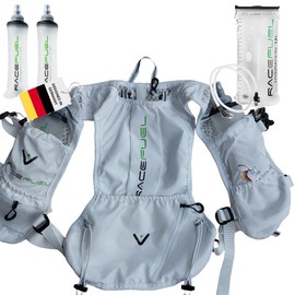 Racefuel Ultralight Hydration Vest 245 g, One Size for Men and Women - Includes 1.5 L Hydration Bladder & 2 x 500 ml Soft Flasks - Running Vest for Trail Running & Cycling