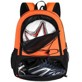 Himal Outdoors Soccer Backpack,Soccer Bag with Ball Holder, Water resistant Sport Equipment Bags Fit Basketball Volleyball Football - Color: Orange