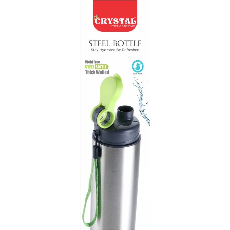 Crystal Stainless Steel Water Bottle - Fliptop 750 ml (Pack