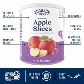 Augason Farms Augason Farms Dehydrated Apple Slices Can, Certified Gluten Free, Emergency Food Supply, Everyday Meals, 20 Servings