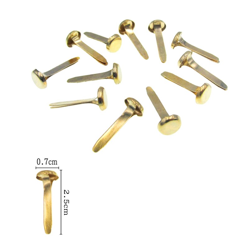 100 Gold Metal Scrapbooking Brads for DIY Crafts - Double-Sided