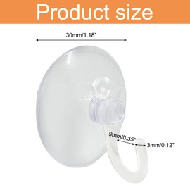 Bonsicoky 12 Pcs Suction Cups with Hooks, 30 mm Clear Plastic Sucker Wall Hooks for Decoration, Door, Bathroom, Kitchen
