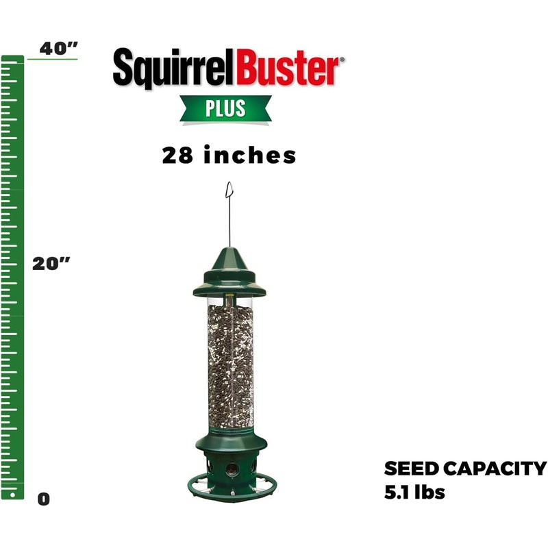 Squirrel Buster Plus Squirrel-proof Bird Feeder w/Cardinal Ring and 6
