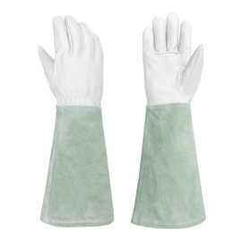 Intra-FIT Leather Gardening Gloves – Goatskin Palm & Cowhide Cuff, Thorn-Resistant Long Garden Work Gloves for Men & Women(XL)