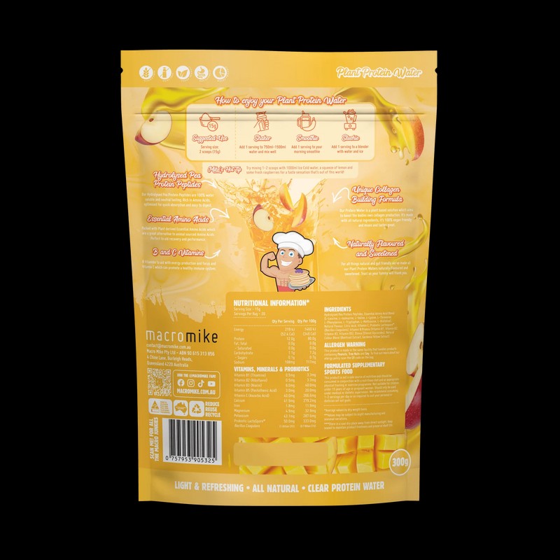 Macro Mike Plant Protein Water Apple & Mango 300g
